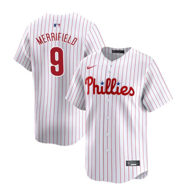 Men's Philadelphia Phillies #9 Whit Merrifield White Home Limited Stitched Jersey